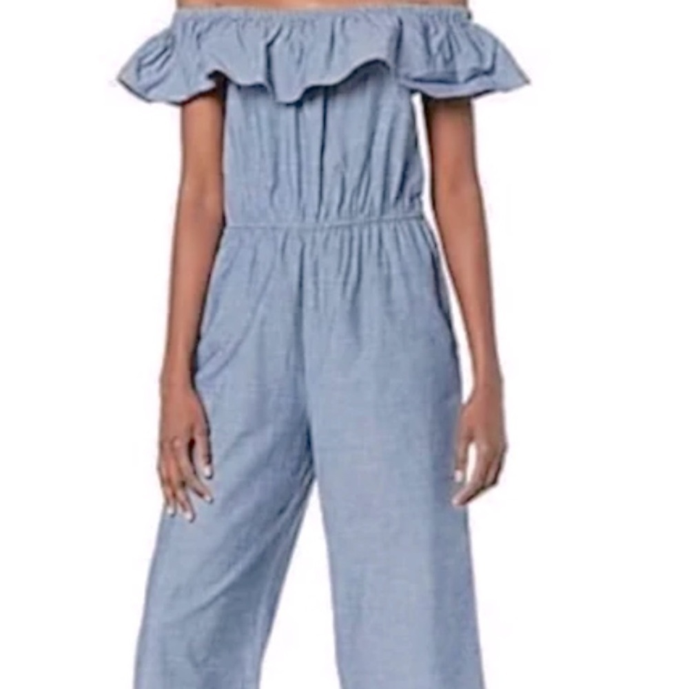 Vero Moda Off Shoulder Chambray Jumpsuit Size Medium